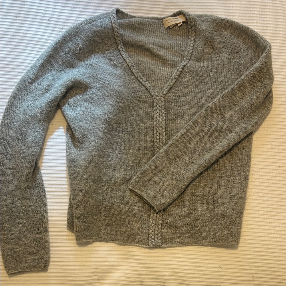 Sezane Heather Gray V-Neck Sweater
